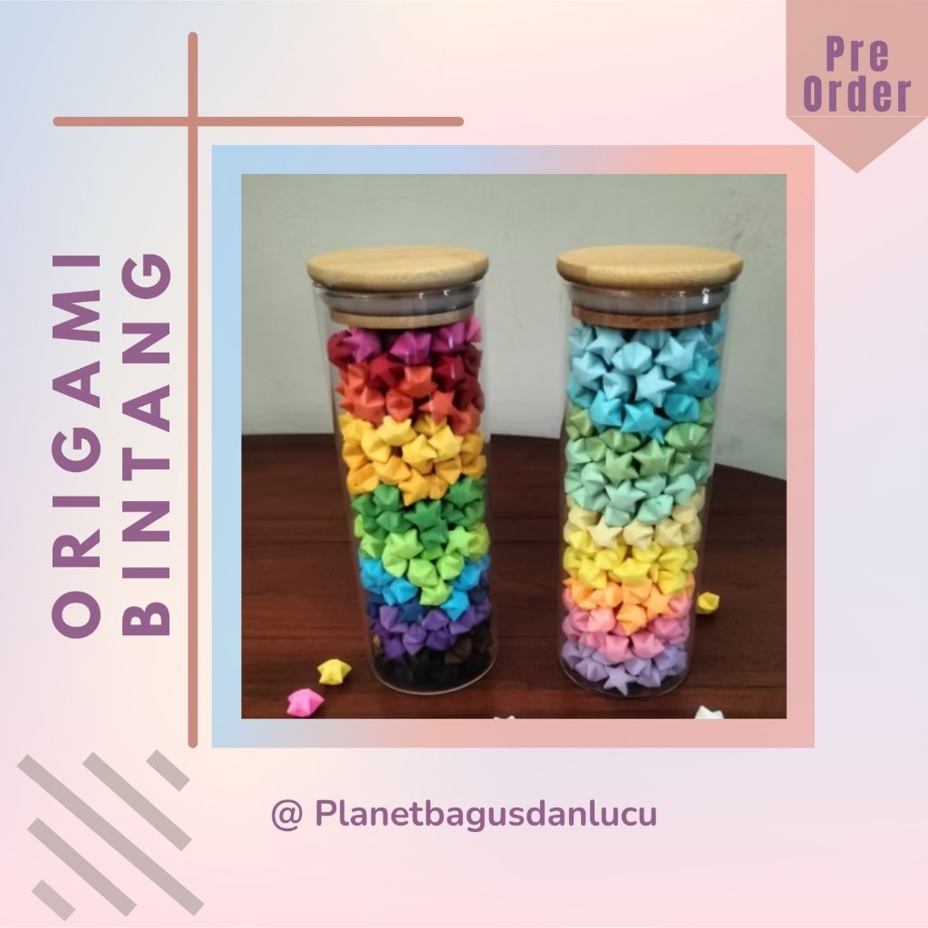 

Lucky star handmade origami bintang 50pcs dan 100 pcs ( sudah jadi) kerajinan DIY