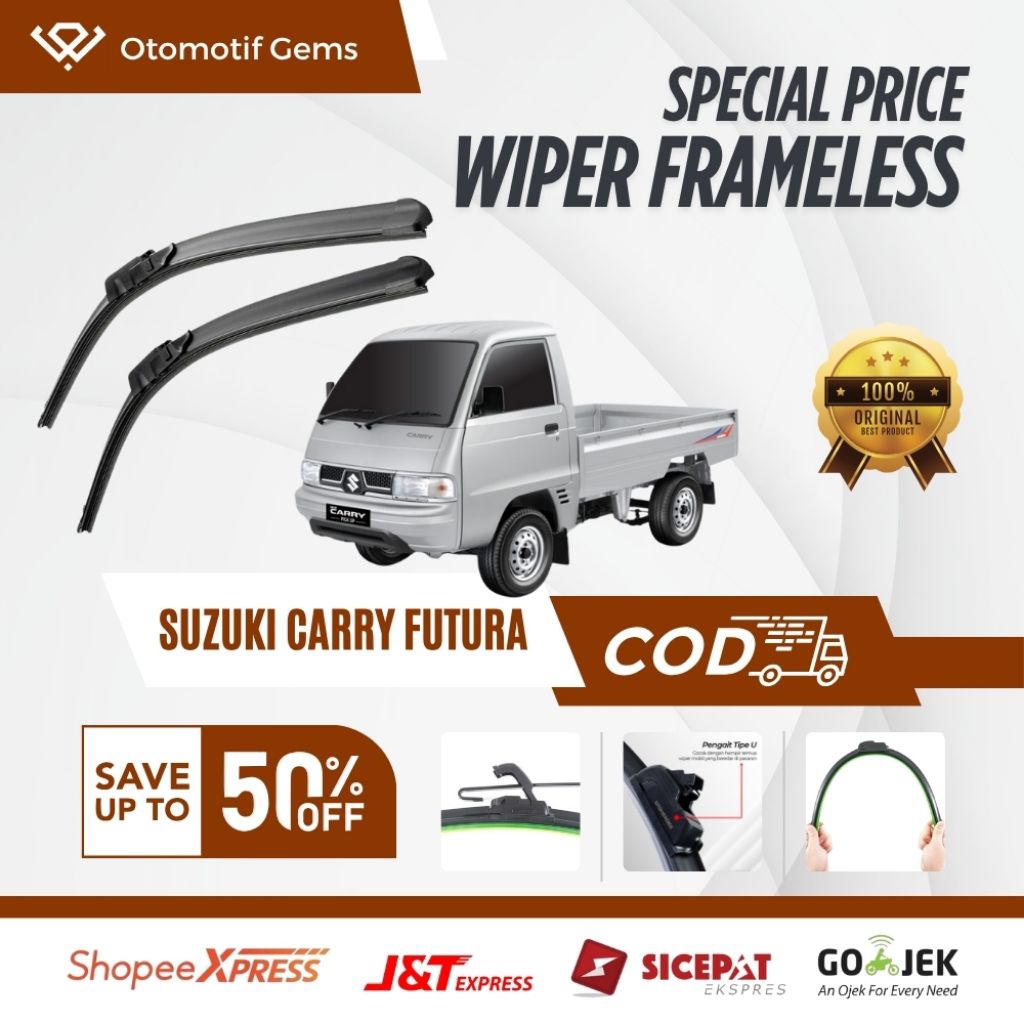 Wiper Frameless Mobil Suzuki Carry Futura Halus Anti Suara Sepasang Isi 2 Pcs Kanan Kiri | Wiper Kac