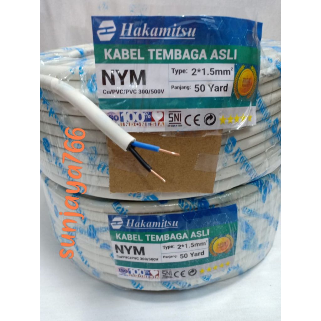 KABEL LISTRIK NYM 2X1,5/2X2,5/3X1,5/3X2,5/ HAKAMITSU KABEL LISTRIK TEMBAGA ASLI/HARGA PERMETER