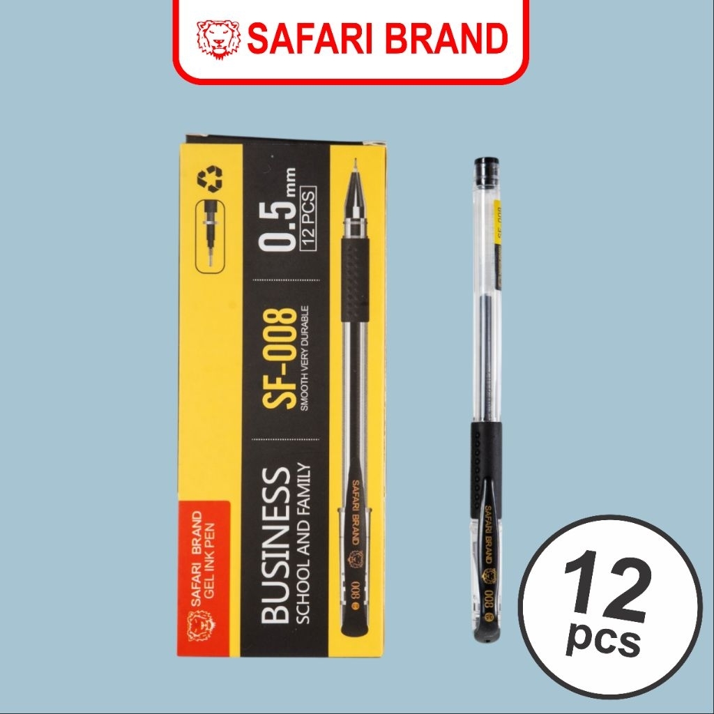 

(SF-008) Bulpen Pulpen Bolpen Business Gel 0,5mm Kantor Sekolah Murah 12 pcs/ 1 Lusin Merk Dafari Brand