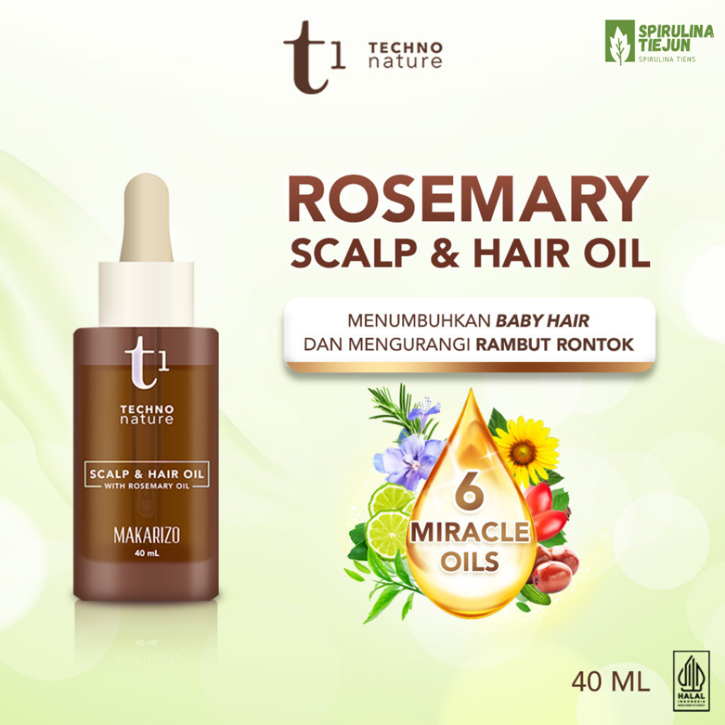 Makarizo T1 Techno Nature Rosemary Scalp & Hair Oil 40mL - Anti Hair Loss Rosemary Oil, MAKARIZO ROS