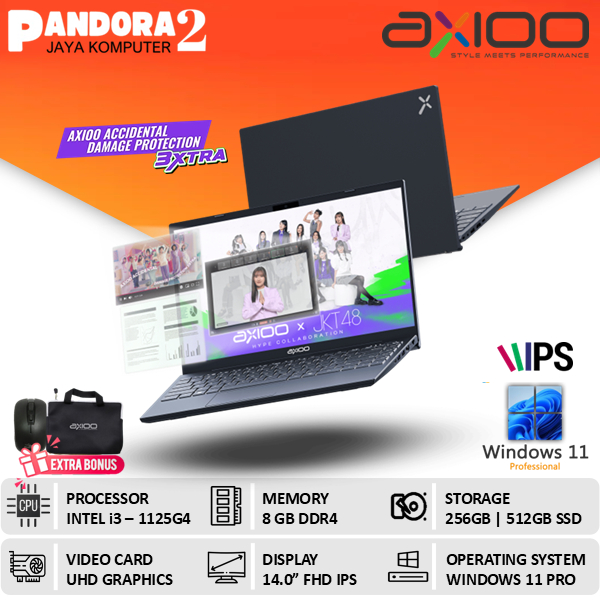 Laptop AXIOO HYPE 3 core i3 512GB SSD 8GB 14 FHD IPS Windows 11 Baru