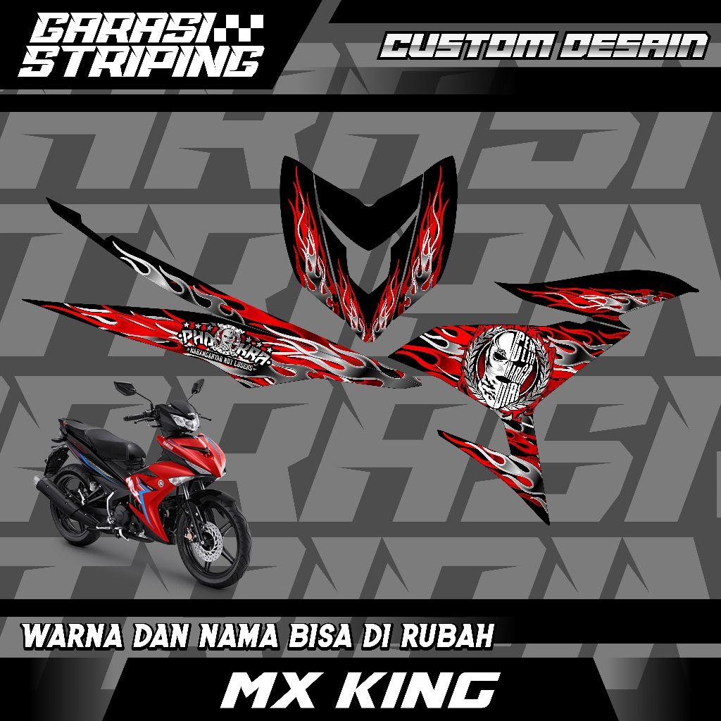 STRIPING CUSTOM VARIASI TRANSPARAN MX KING  STICKER VARIASI MOTIF TERBARU KEREN MERAH BIRU