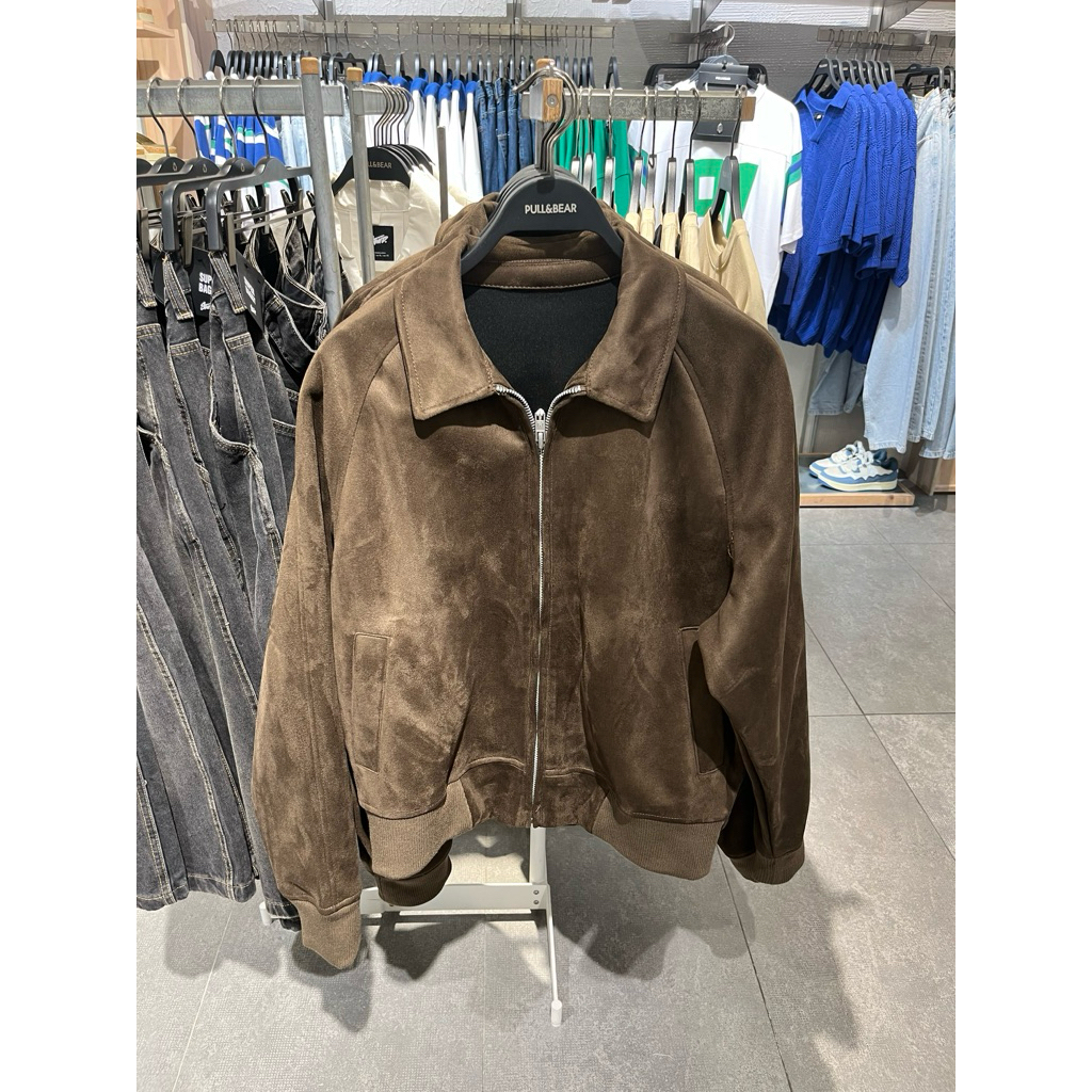 Jacket Suede Zipper Pull&Bear Man Jastip