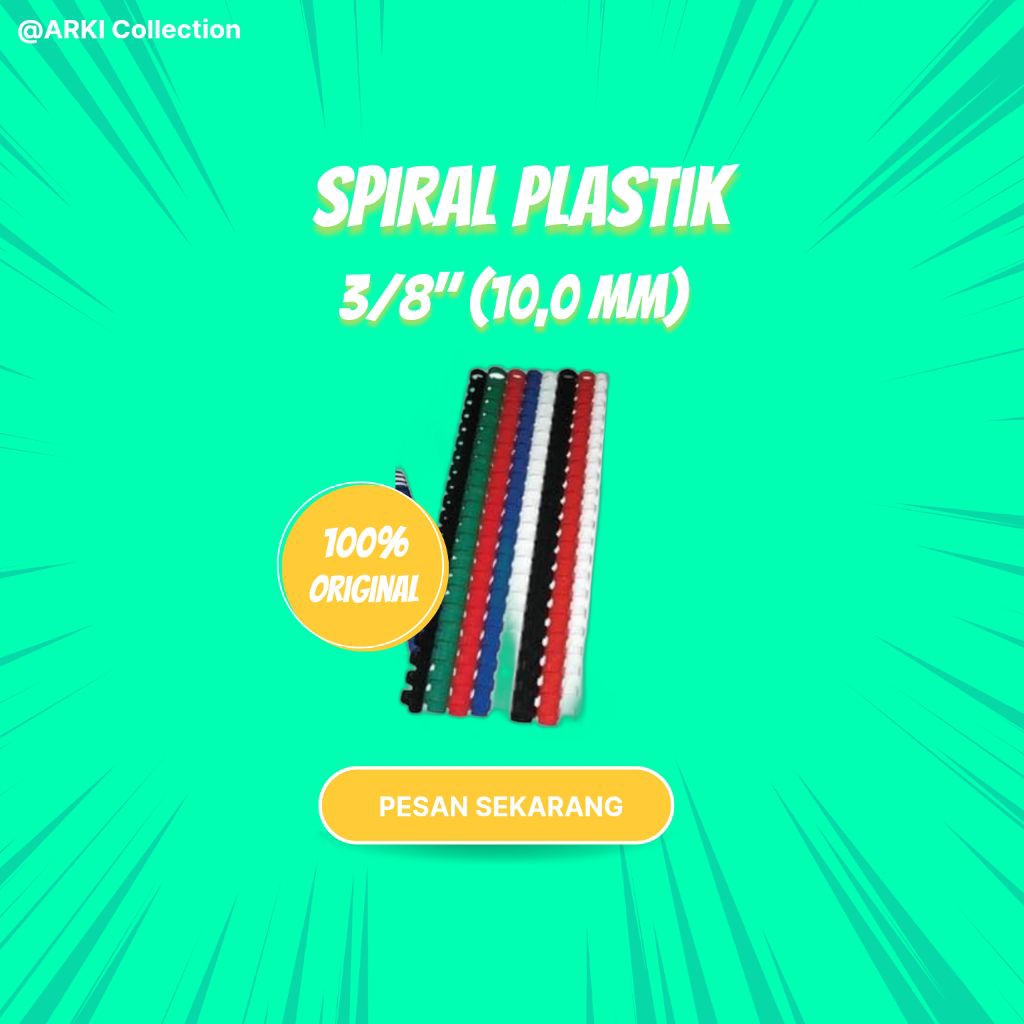 

Spiral plastik 3/8" (10,0 mm), 65 lembar hvs 70 gr