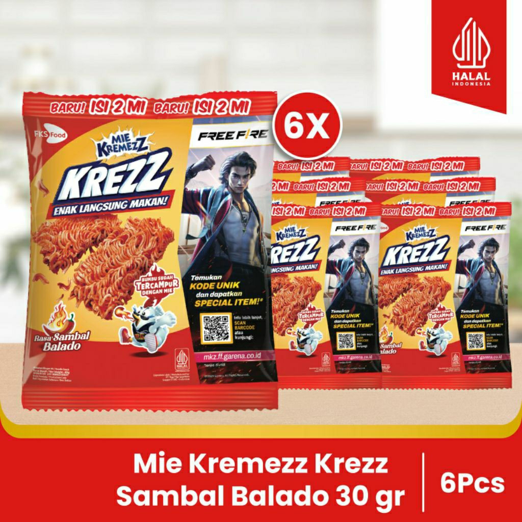 

Paket Bundling - Mie Kremezz Krezz - Sambal Balado - 30gr - 6pcs