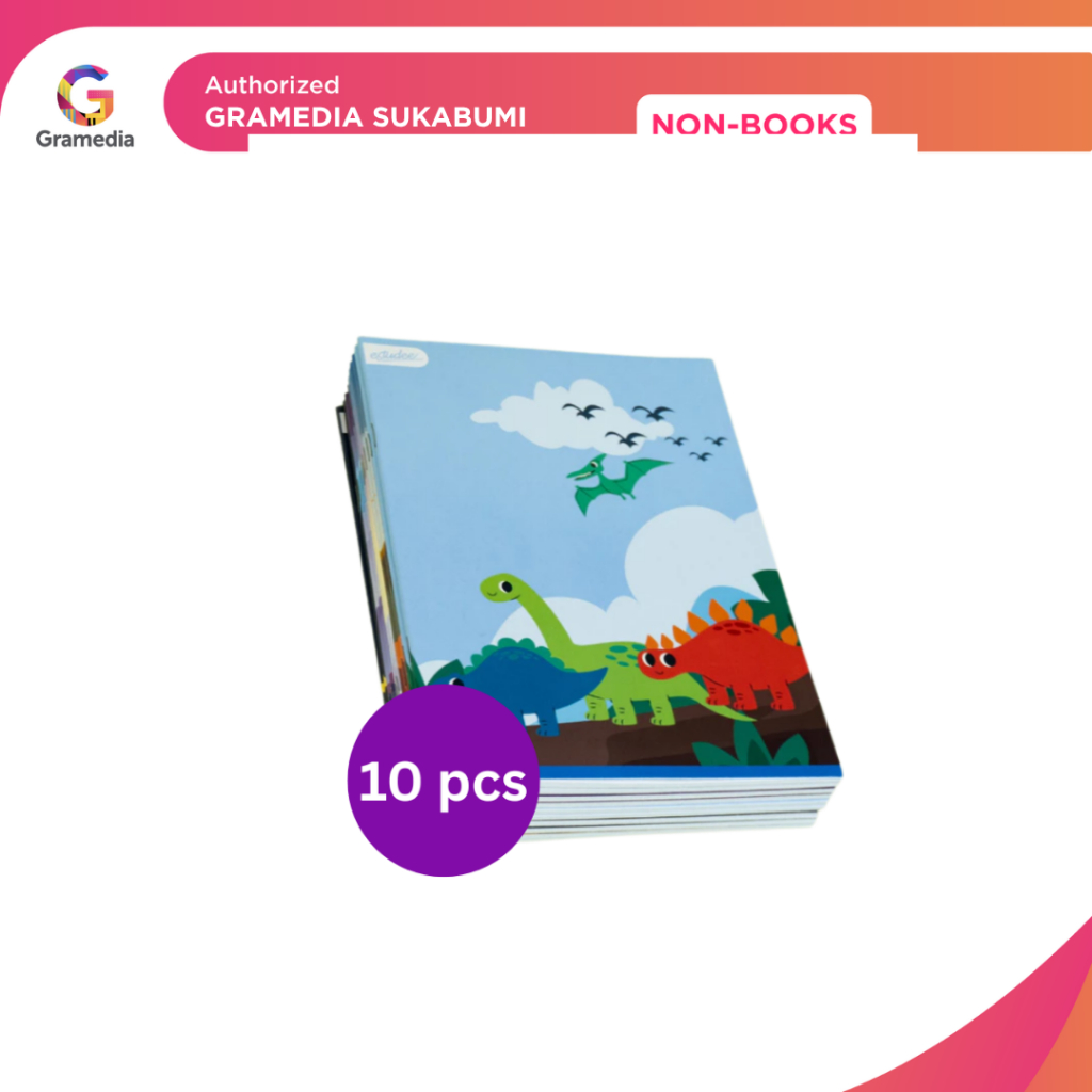 

Gramedia Sukabumi - Buku Tulis - Estudee - Buku Kwarto Isi 38 Halaman 10 Pcs Motif Dinosaurus I