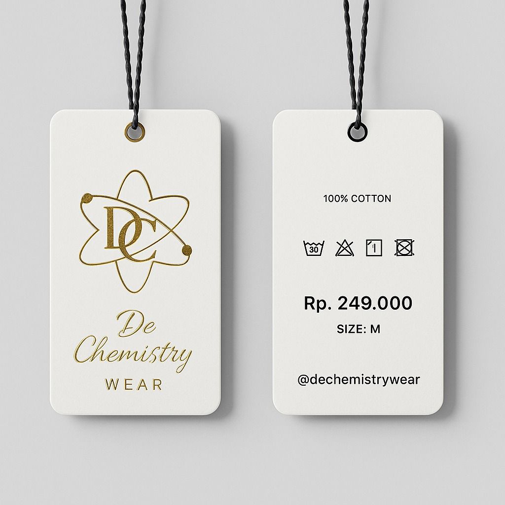 

Premium feel COSTUME HANGTAG FASHION tebal 700gsm full collor - FREE design label kertas gantung