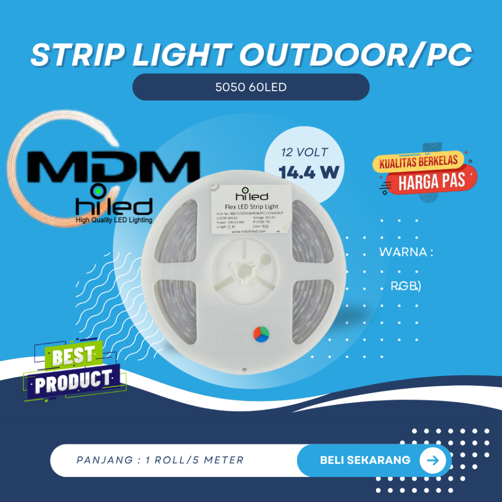 Lampu/LED Strip RGB Hiled 5050 60LED 12V(outdoor)