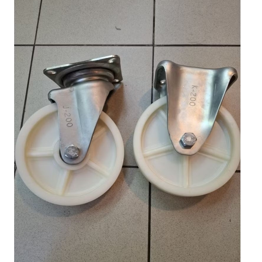 roda trolly 8 inchi EDLY nylon 1 set 2 hidup + 2 mati ( bearing )