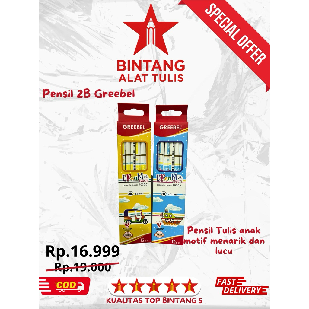 

Pensil 2B Greeble Dream Travel 12 Pcs | Pensil Sekolah Lucu Anak | Pensil Ujian Motif Kartun Murah