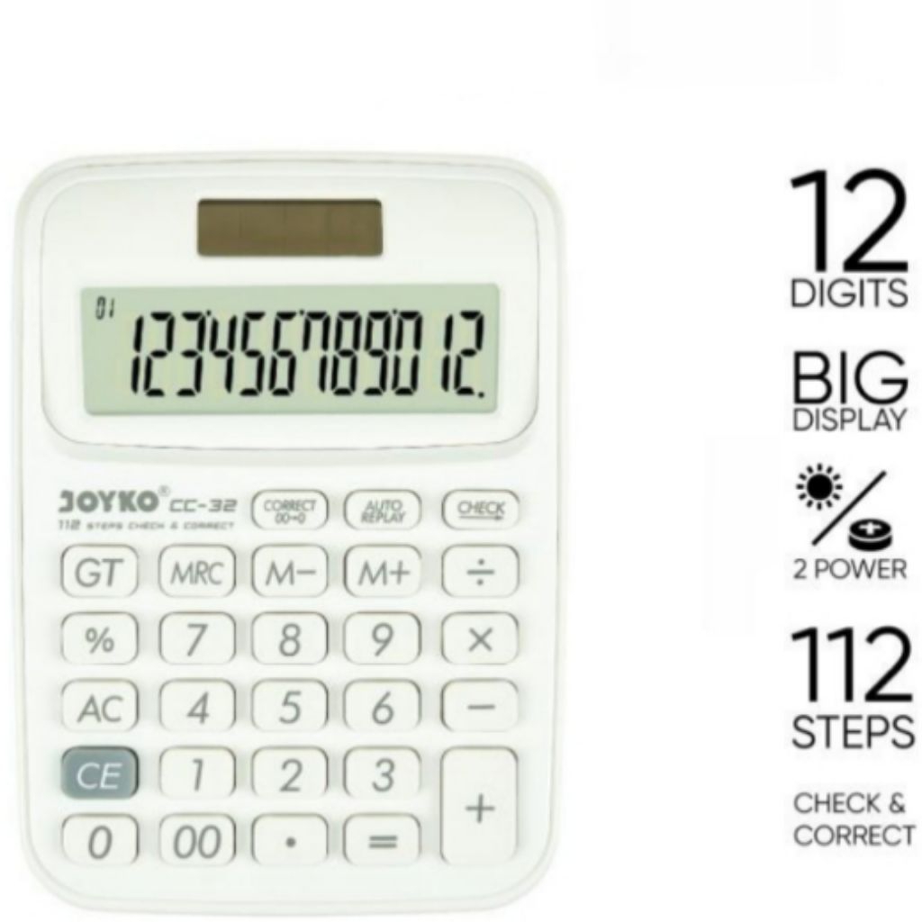 

White Colour Kalkulator 12 Digits Check Warna Putih Calculator Correct