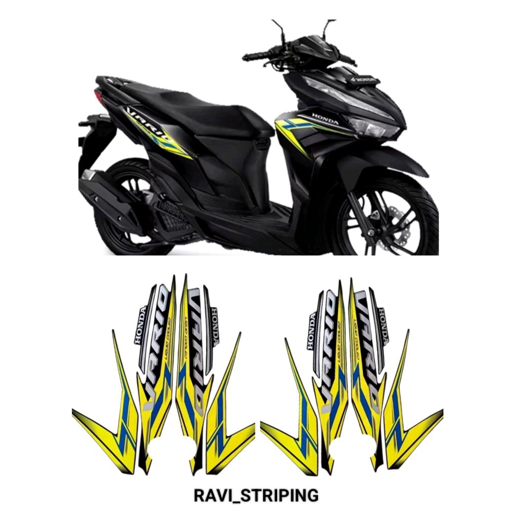 STIKER STRIPING LIS BODY STANDAR MOTOR VARIO125 2024 SEPASANG FULL SET HITAM-STABILO