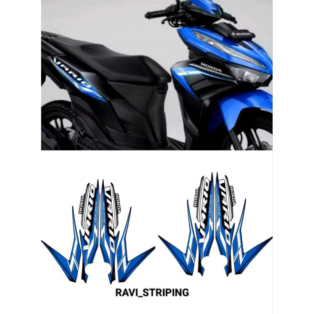 STIKER STRIPING LIS BODY STANDAR MOTOR VARIO125 2024 SEPASANG FULL SET HITAM-BIRU