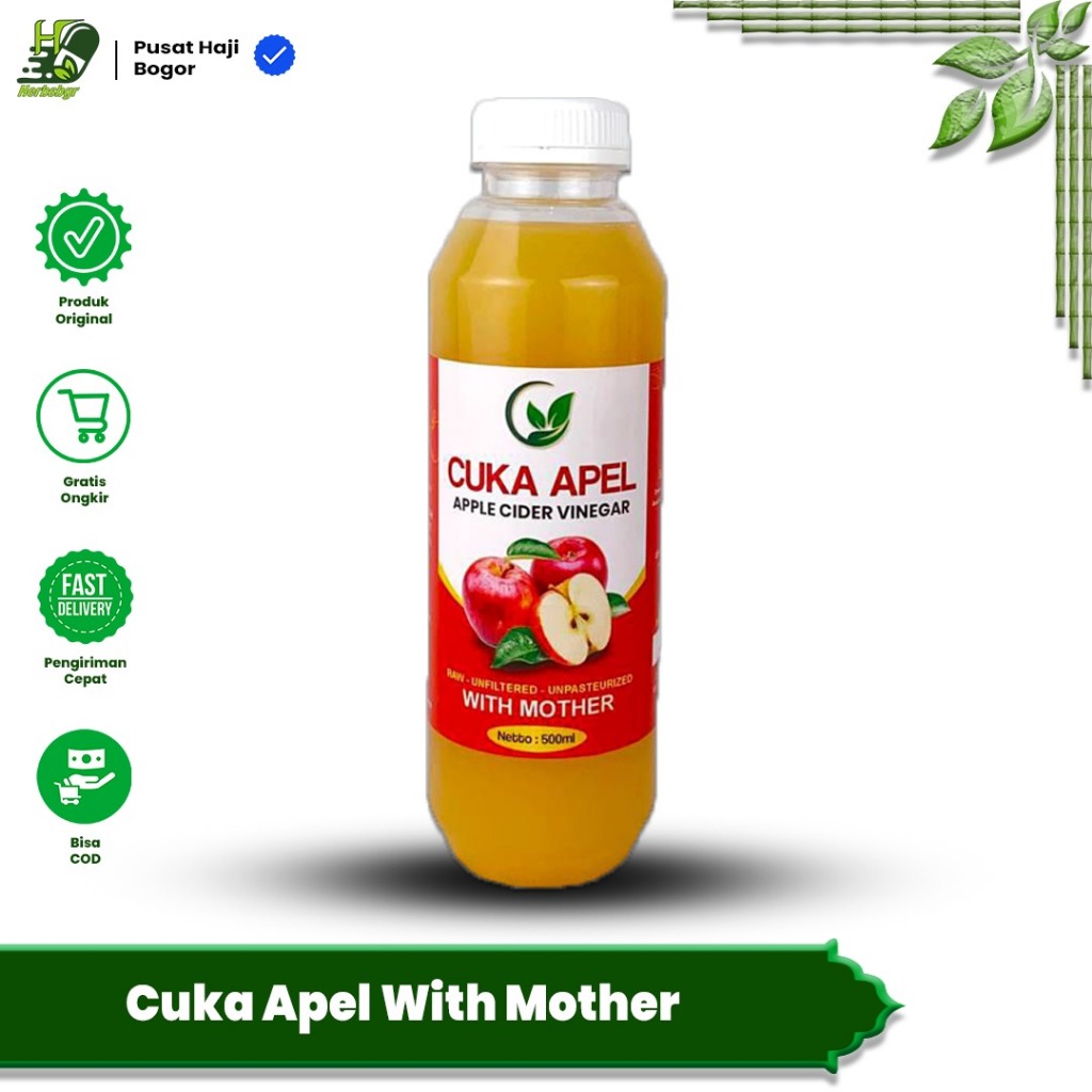 

Cuka Apel 500 ML Apple Cider Vinegar With Mother 100% Asli