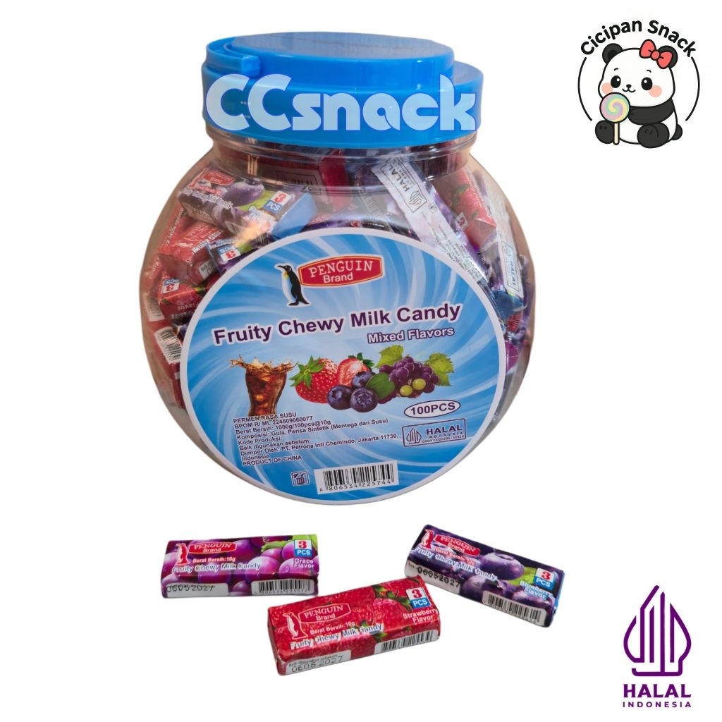 

PENGUIN FRUITY CHEWY CANDY TOPLES ISI 100