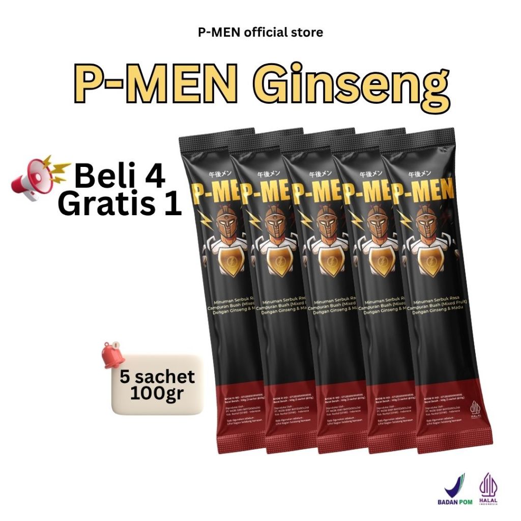 

PMEN Ginseng Original Minuman Botanical Pria - 5 Sachet (4 Gratis 1)