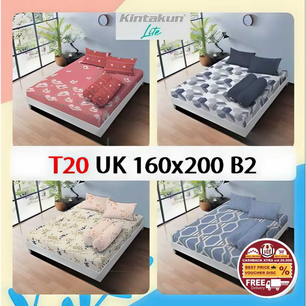 Sprei Kintakun LITE QUEEN SIZE uk 160 160x200 Abstract Minimalis Polos Flowers Kids Edition Citrus L