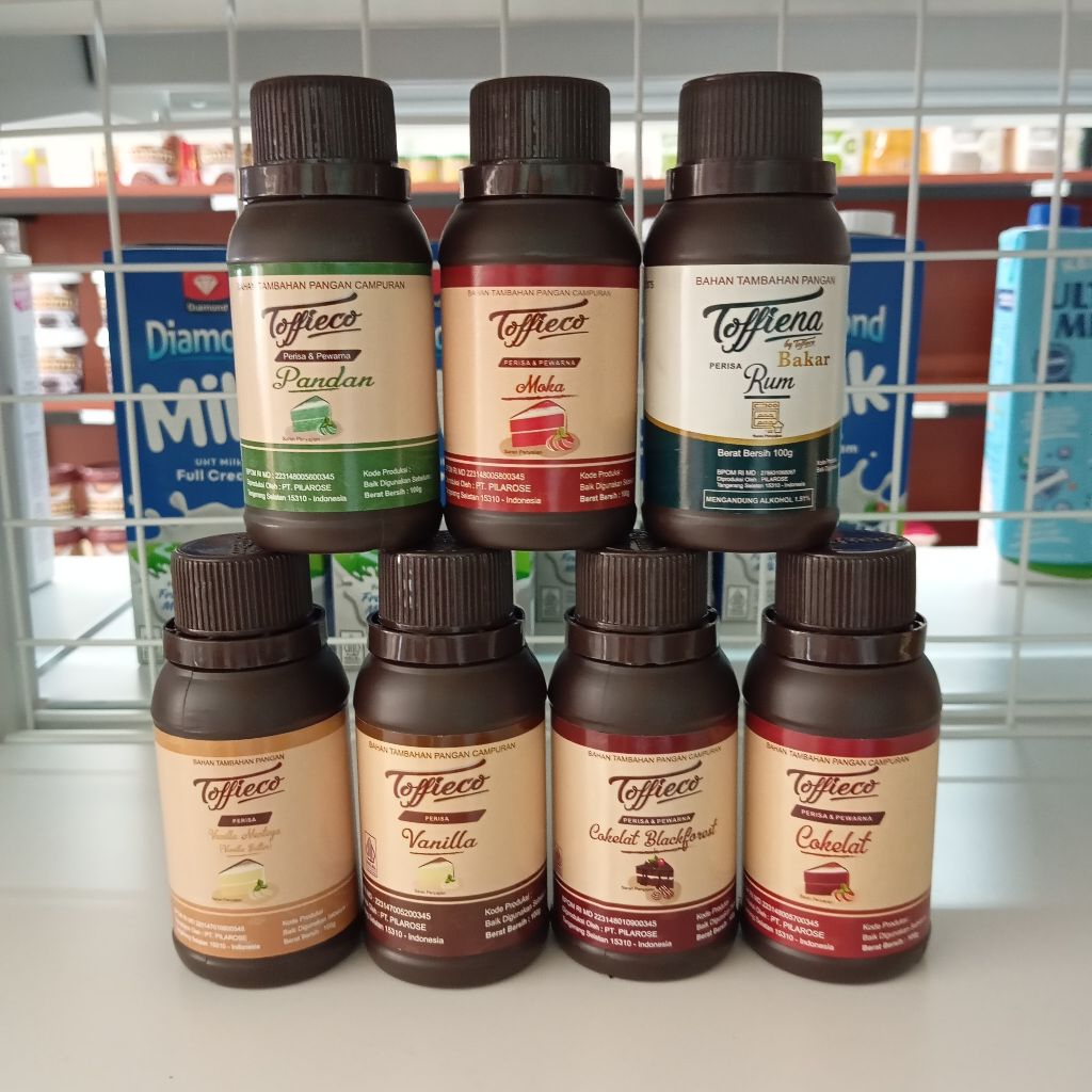 

Toffieco Perisa Makanan Pasta Flavor 100g Coklat Moka Blackforest Vanilla Pandan Rum Bakar Kue Roti