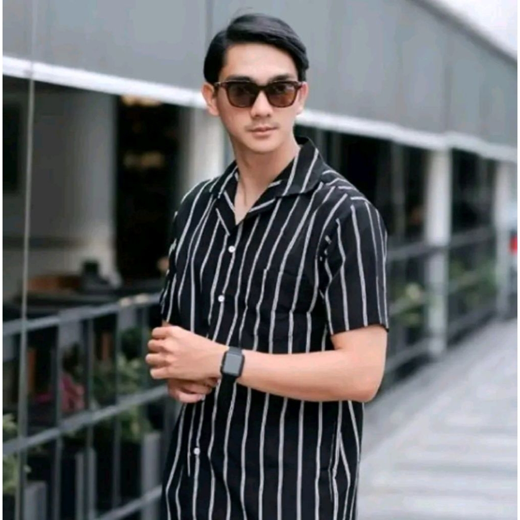 promo hem pria lengan pendek kemeja salur pria lengen pendek kemeja pria lengan pendek