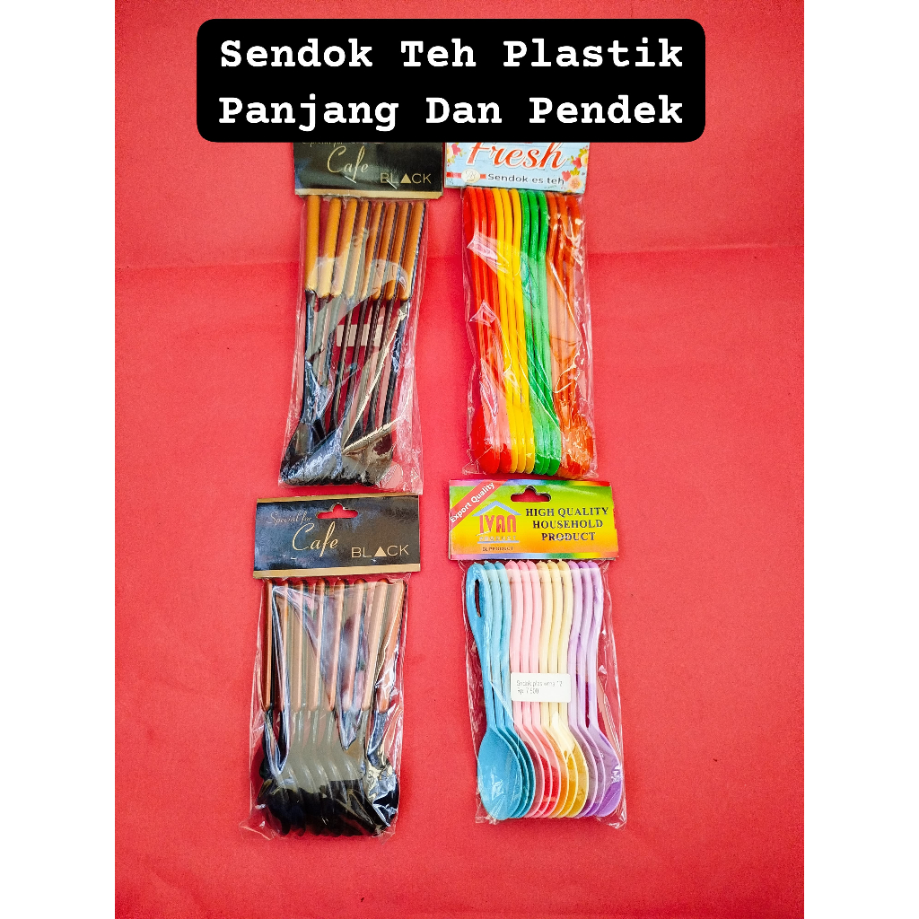 SENDOK TEH PLASTIK WARNA WARNI / SENDOK TEH PLASTIK HITAM / SENDOK ES CAFE