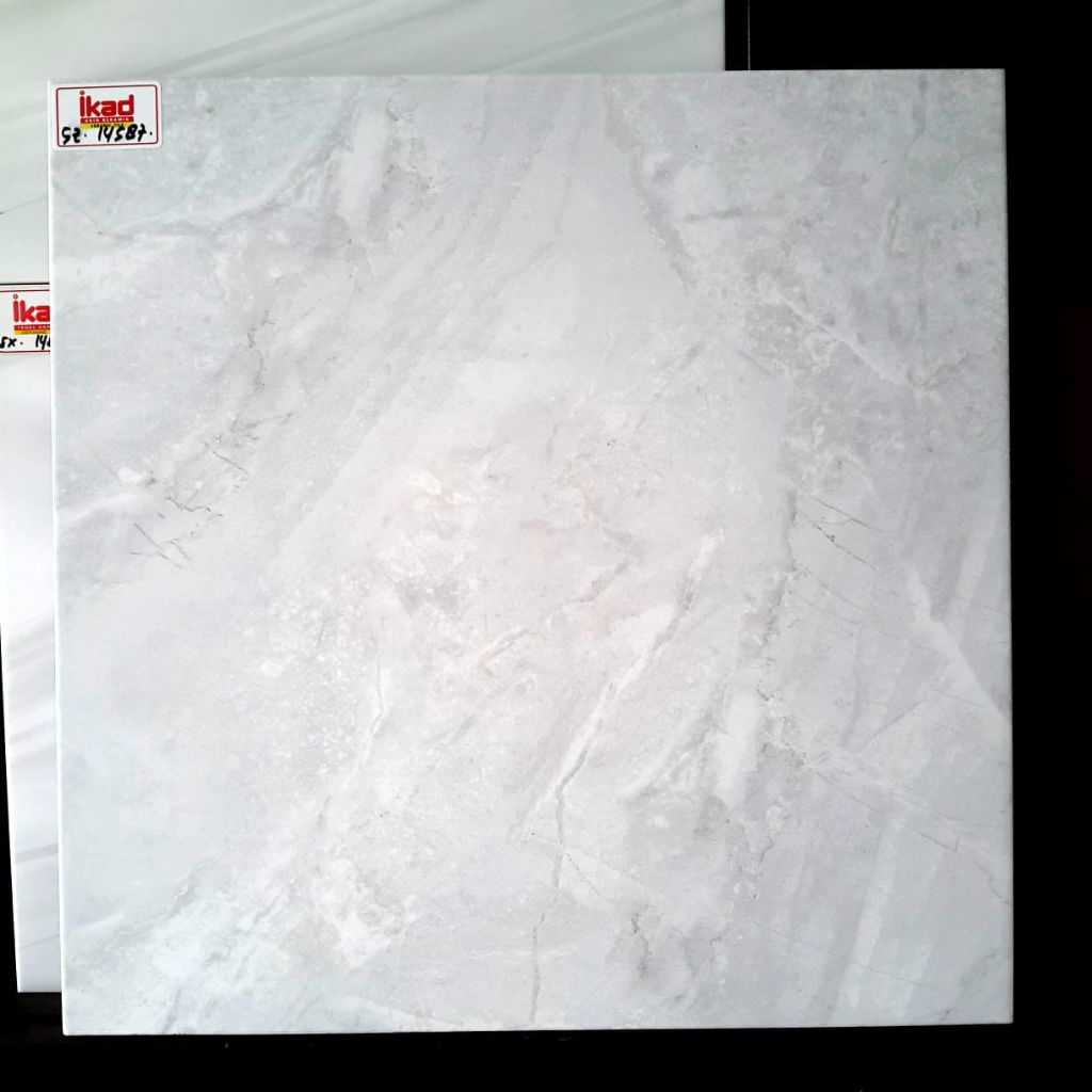 keramik 50x50 lantai putih glossy ikad motif