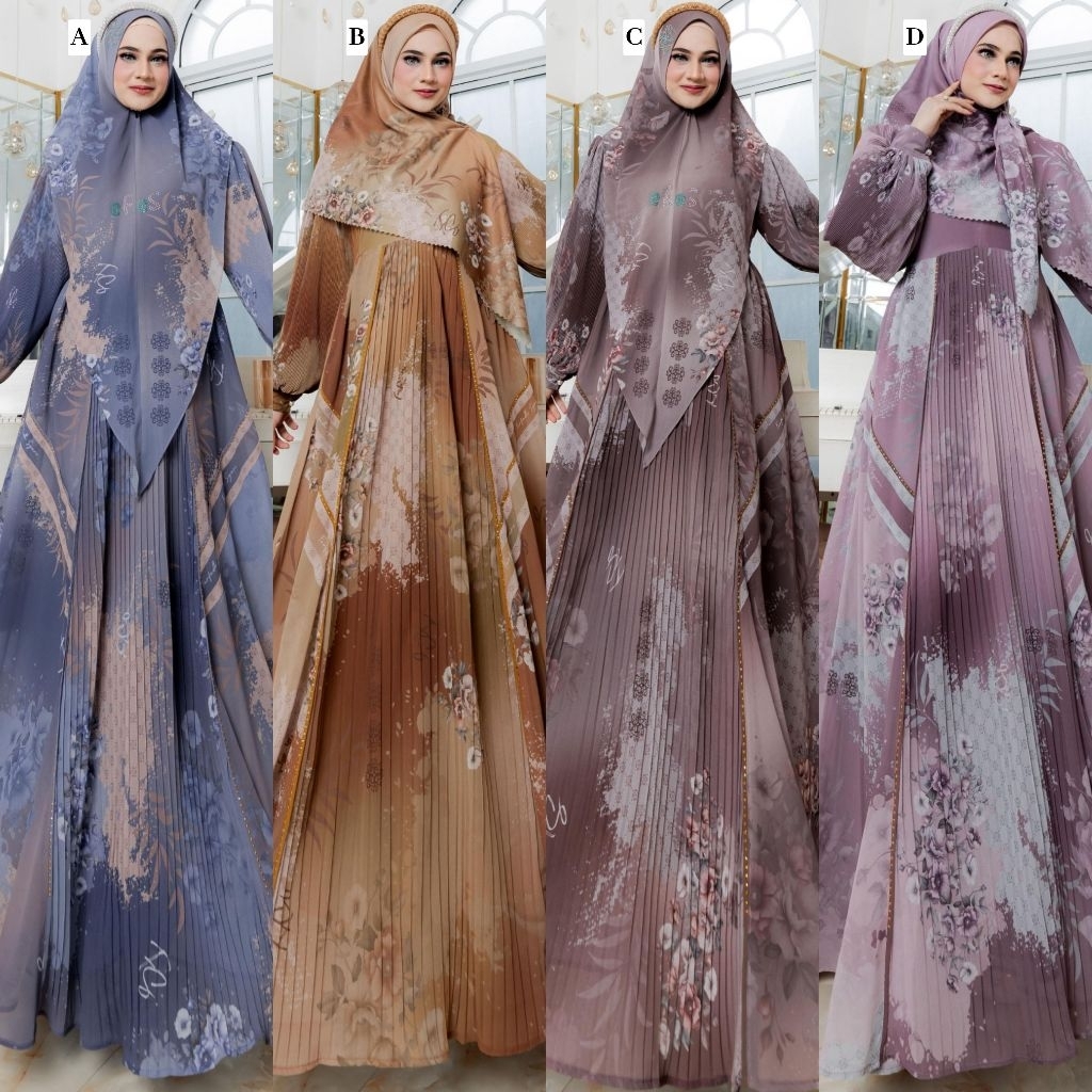 Nazawa Series Syari Khimar Dress Scraft Farfadh by Rayhan Rayhanco