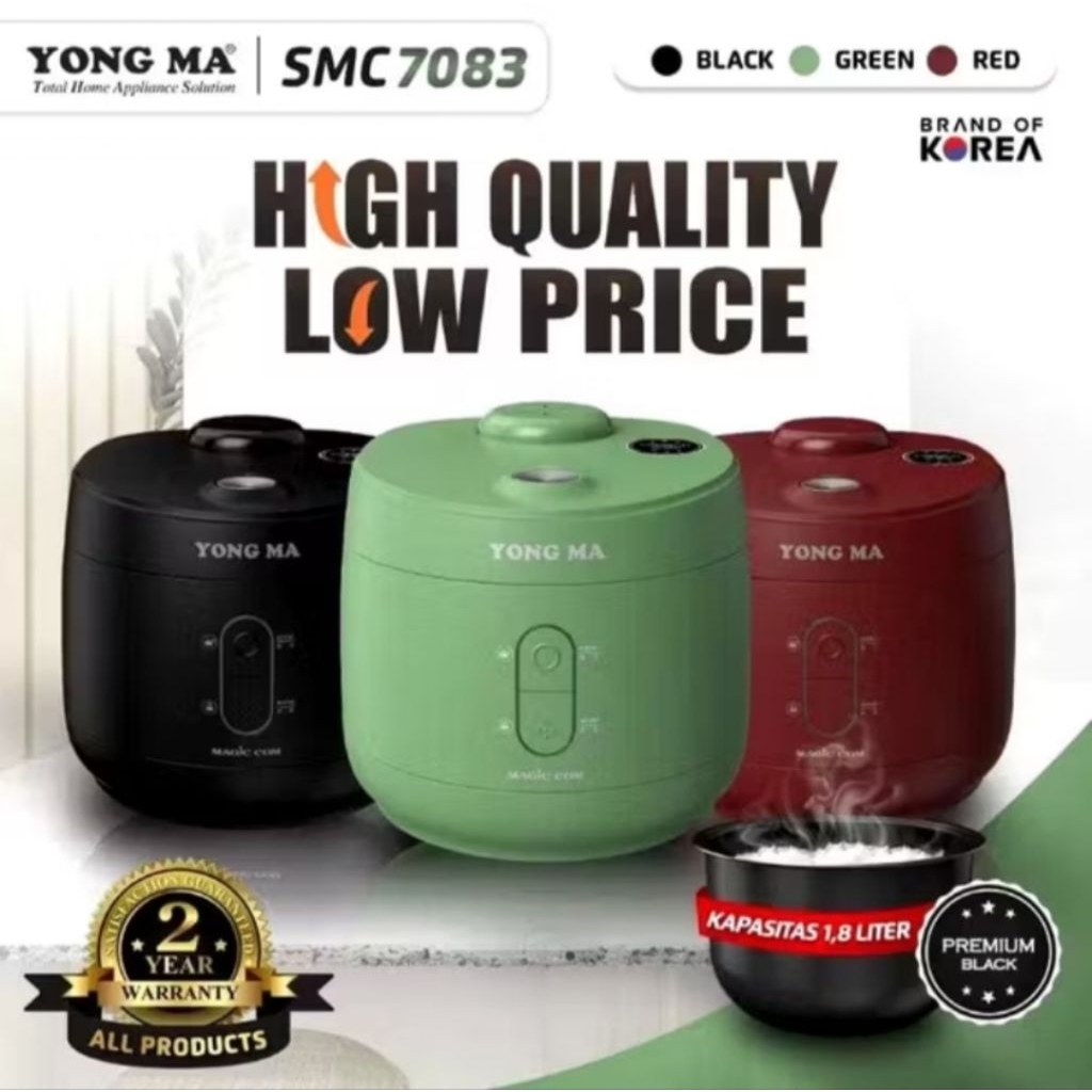 YONG MA Rice Cooker / Magic Com 1.8 Liter SMC-7083