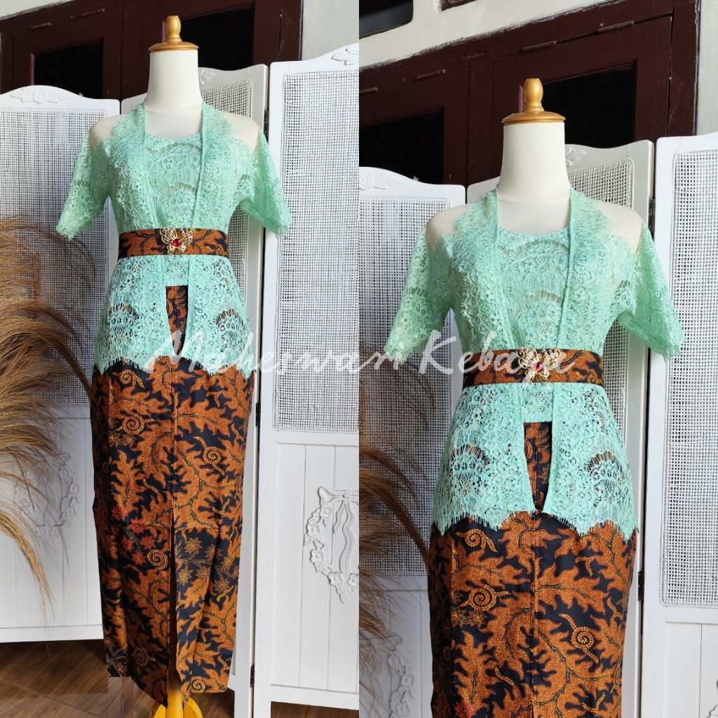 Kebaya Bali Set Brukat Tasya Sage Green