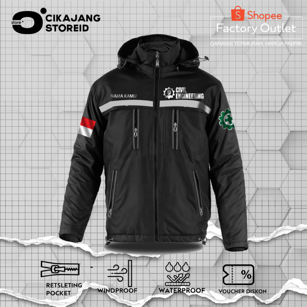 JAKET ENGINEERING CUSTOM | JAKET CLIMMONS CIVIL ENGINEERING | JAKET TEKNIK SIPIL SCOTTLIGHT REFLEKTI