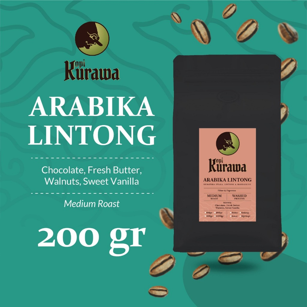 

Kopi Arabika Lintong Sumatera Arabica Coffee Beans Biji Bubuk 200 Gram