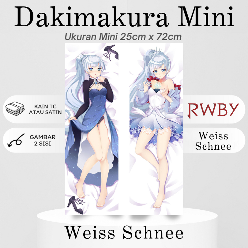 DAKIMAKURA Mini WEISS SCHNEE RWBY - Sarung bantal Mini Waifu Anime RWBY: Hyousetsu Teikoku Ice Queen
