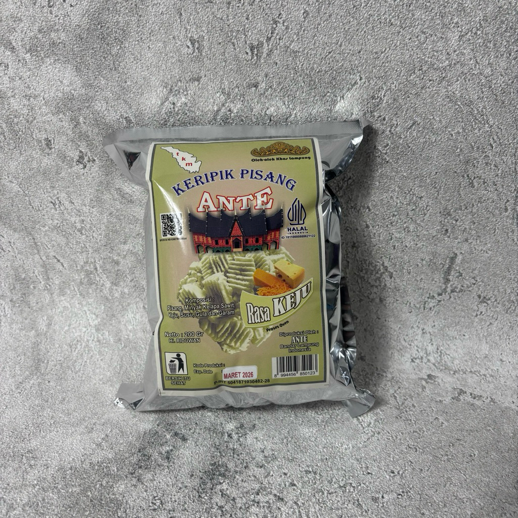 

KERIPIK PISANG ANTE RASA KEJU ( SNACK ) 200gram