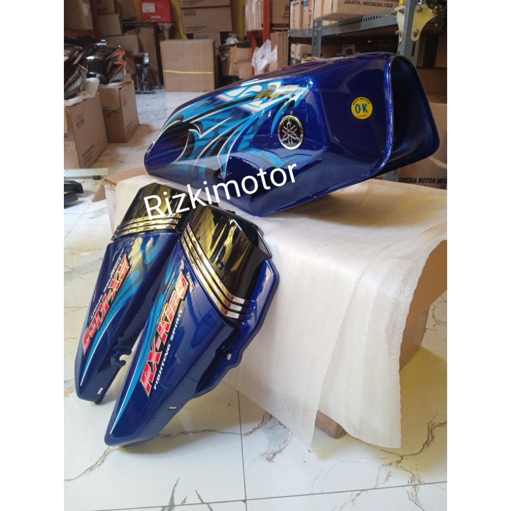 Body tangki & Dop aki rx king tahun 2006 biru dragon original baru sudah finishing clear