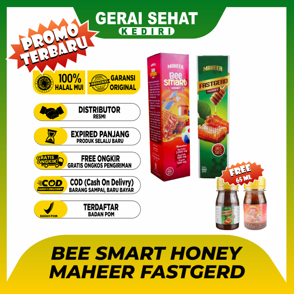 

PROMO PAKET HEMAT MADU BEE SMART & MADU FASTGERD BONUS KEMASAN KECIL | MADU ANAK BEE SMART BANTU KECERDASAN MOTORIK | MADU FASTGERD MENGATASI PERMASALAHAN LAMBUNG | AMAN 100% ORI BPOM