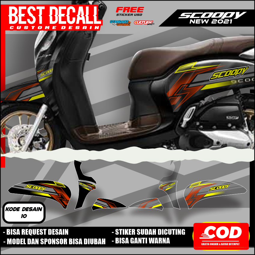 STIKER STRIPING TRANSPARAN HONDA SCOOPY NEW 2021 FACELIFT LIS STICKER UV SEMI FULL VARIASI DESAIN RA