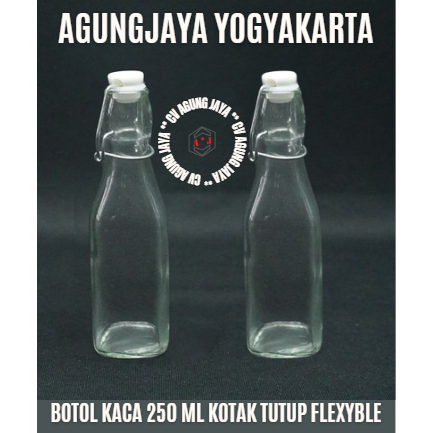 Botol Kaca 250 ml Kotak Tutup Fleksibel