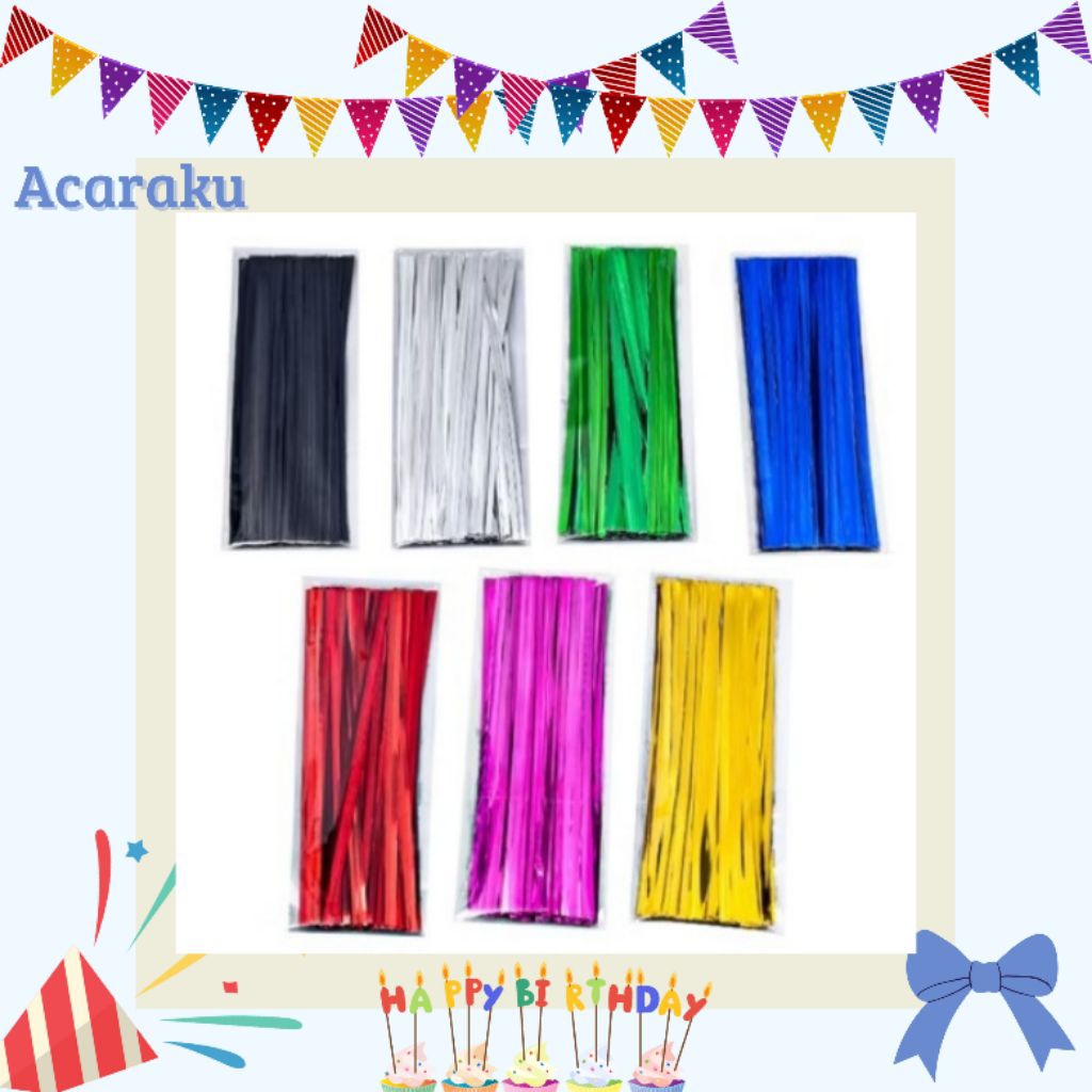 

Pita Kawat Ukuran 8 Cm// Twist Tie Pengikat Sovenir, Snack DLL