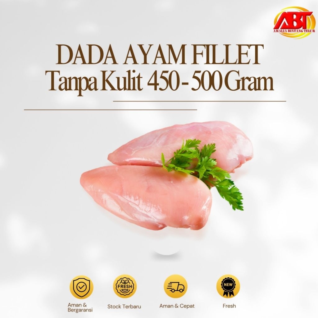 

ABT - Dada Ayam Fillet - Dada Ayam Boneless Tanpa Kulit 450-500 gram Daging beku atai Frozen (FRESH-AMAN-BERGARANSI)