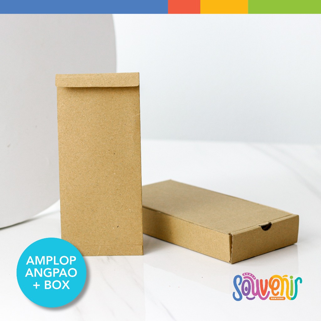 

Amplop Angpao + Box murah polos cokelat uk 16.5x7.5 cm ( masuk uang kertas ) perpak isi 25 pcs