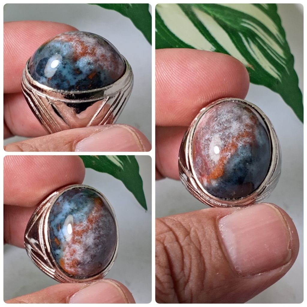 cincin batu bacan motif kembang natural realpic