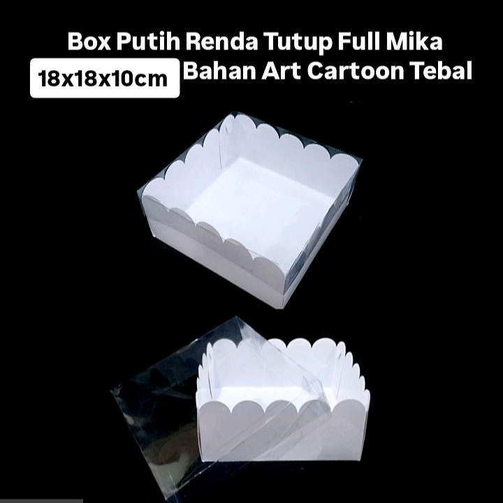 

(10 Pcs)Box Mika Putih Polos Dus Kue Marmer Packaging 18x18x10 Cm Kotak Hampers Model Renda