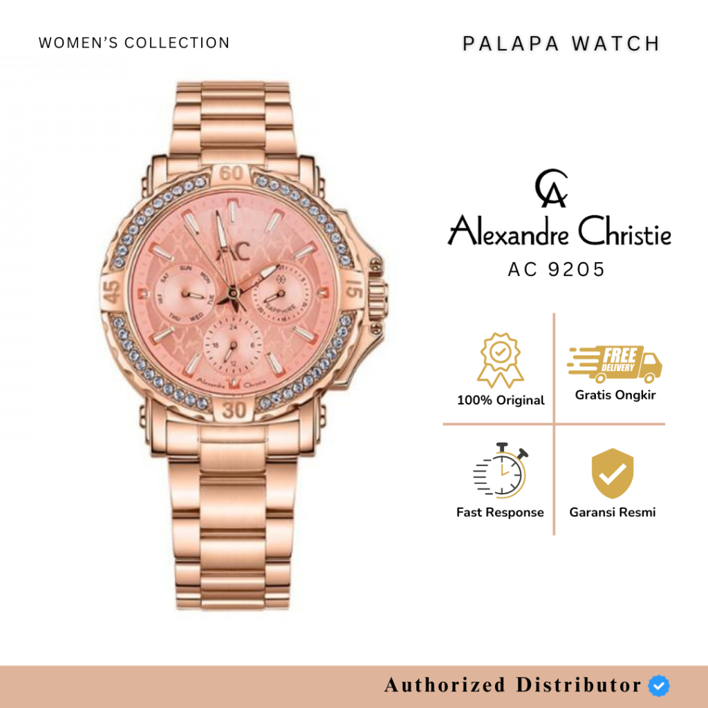 Jam Tangan Wanita Alexandre Christie AC 9205 Collection Diamond Rantai Original