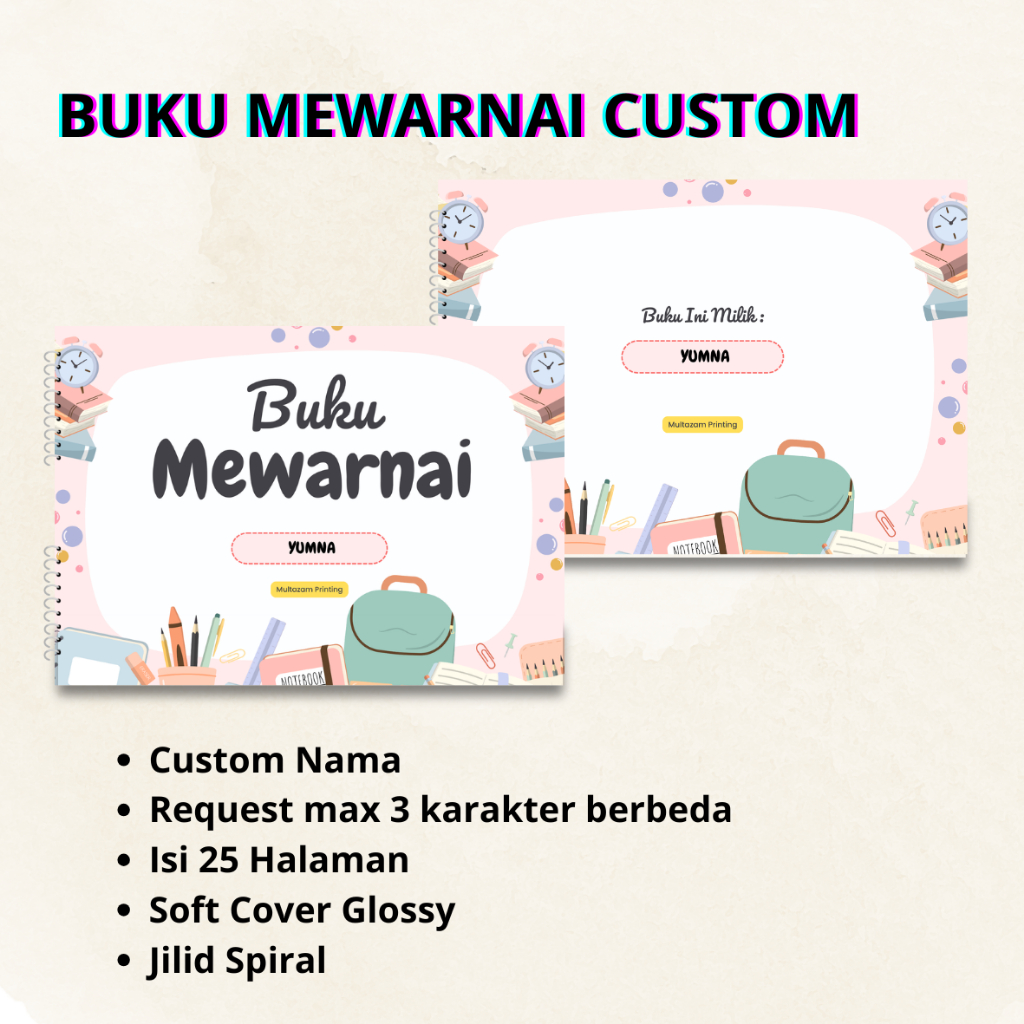 

Buku Mewarnai Custom 25 Halaman Custom nama dan karakter