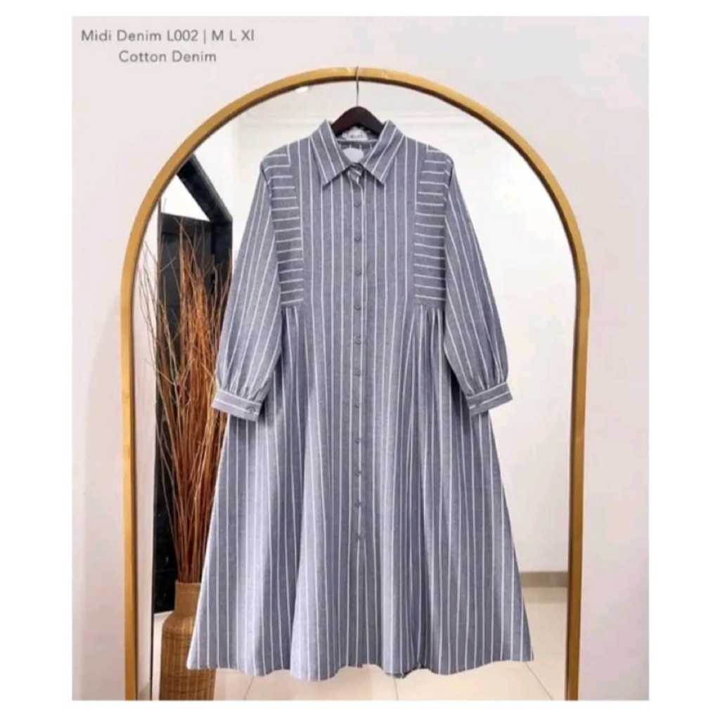 Cuci Gudang Tunic Wanita Motif Garis-Garis / Kemeja Tunik Wanita Terbaru / Tunik Dewasa Jumbo