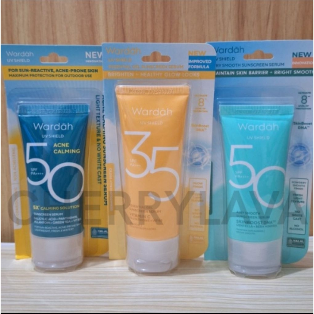 WARDAH SUNSCREEN / WARDAH AIRY SUNSCREEN SERUM / WARDAH BRIGHTEN GEL SUNSCREEN / WARDAH ACNE-PRONE S