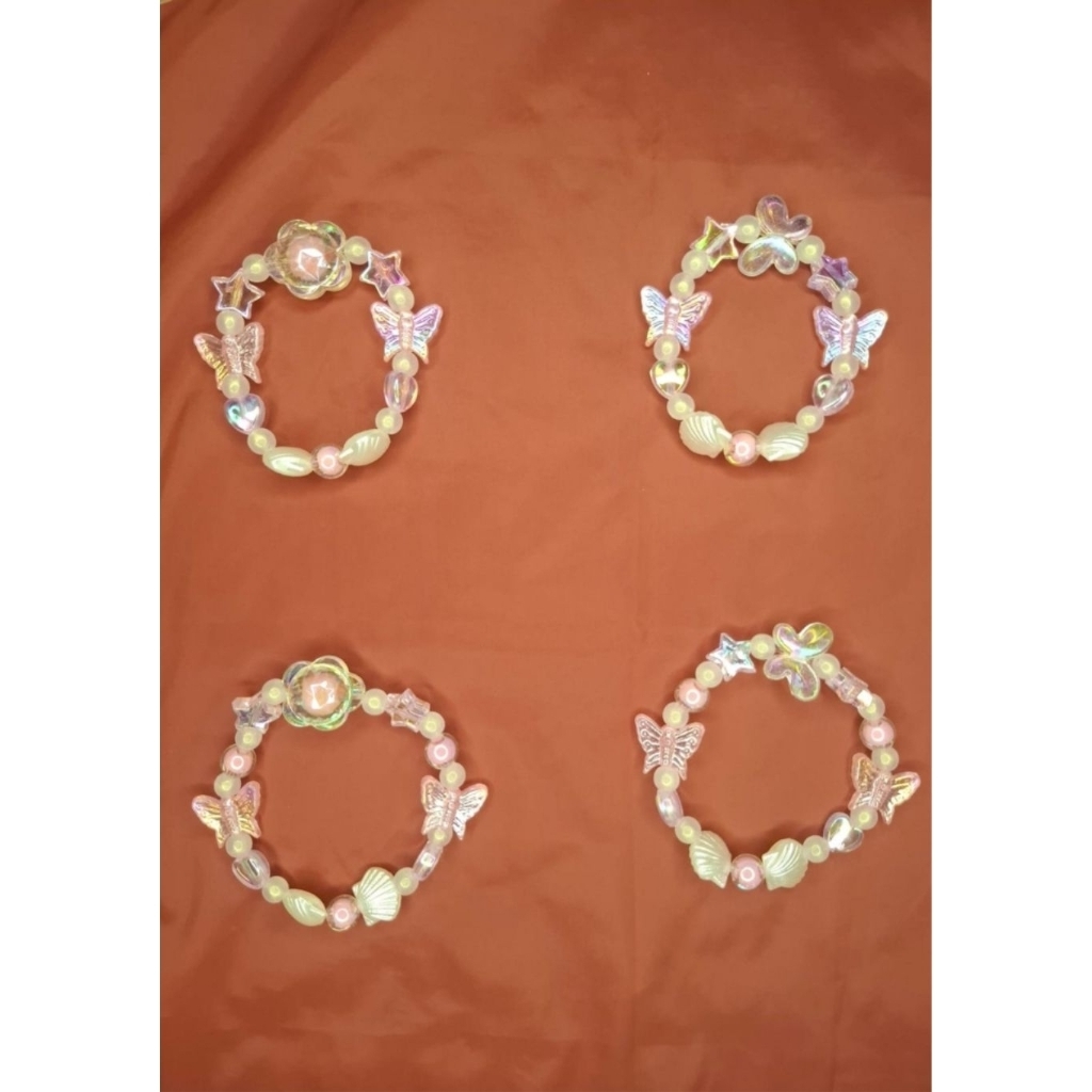 Gelang karet manik-manik, baby pink