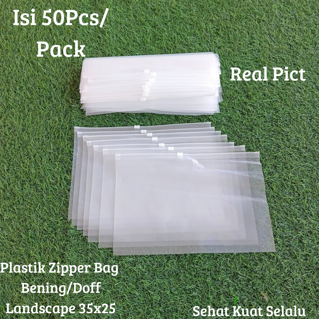 [50pcs] Plastik Zip lock Bag Baju Bening dan Doff / Doff Zip Per Lock Travelling 35 x 25 Landscape
