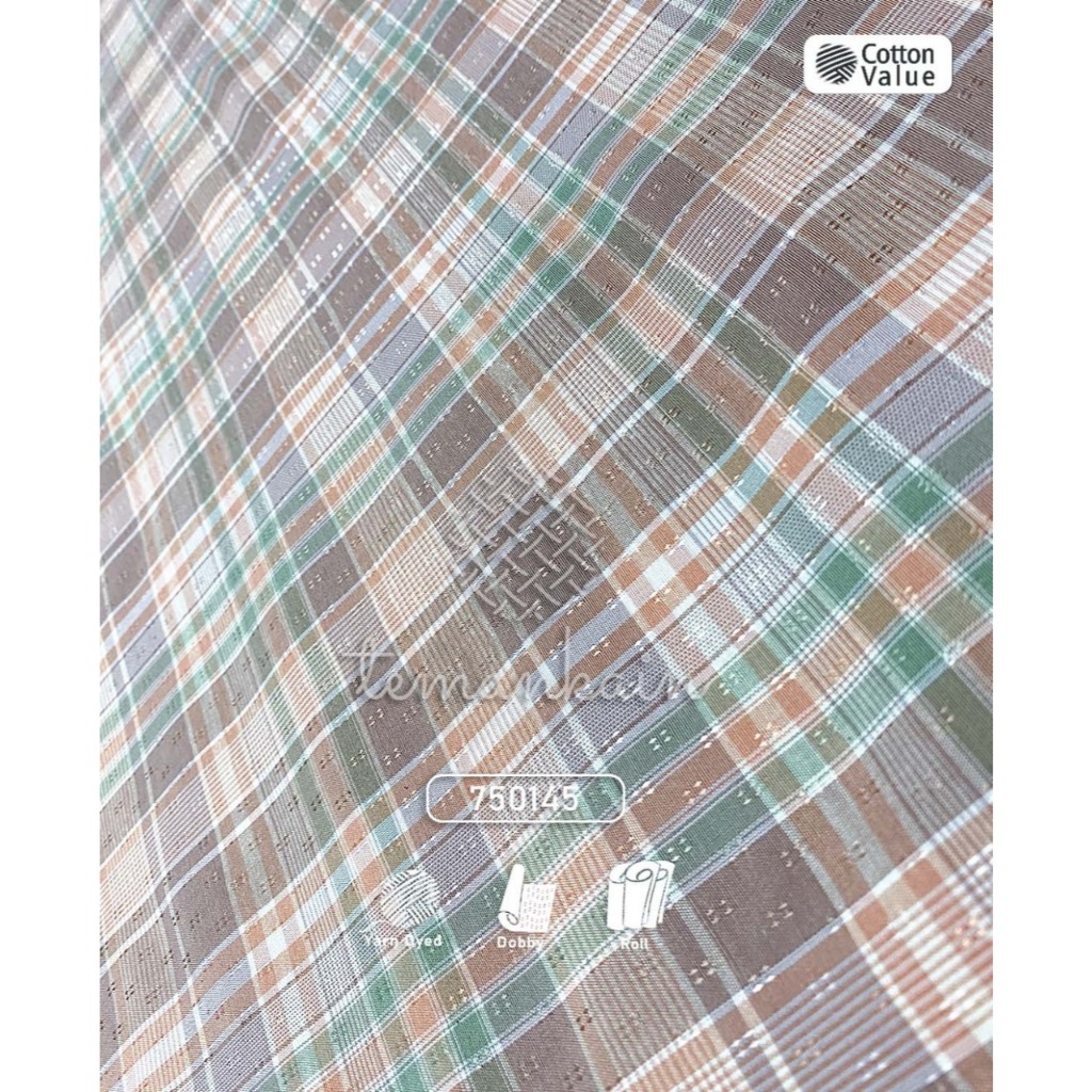 (50 CM) Kain Katun Combed 30s Yarn Dyed Premium Motif Kotak-Kotak Temankain 750145 | Cotton Value Mo
