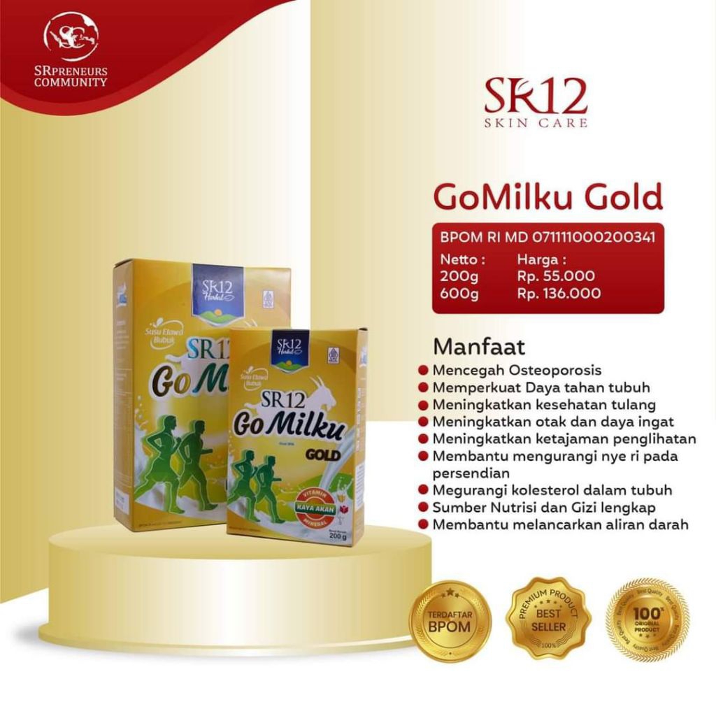 

SR12 Herbal [Diminum] - GoMilku Gold isi 200 gr / 600 gr - Susu untuk tulang min 30th - Lansia